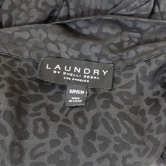 Laundry By Shelli Segal Long Sleeve Black on Black Print Blouse Size Small - Picture 5 of 8
